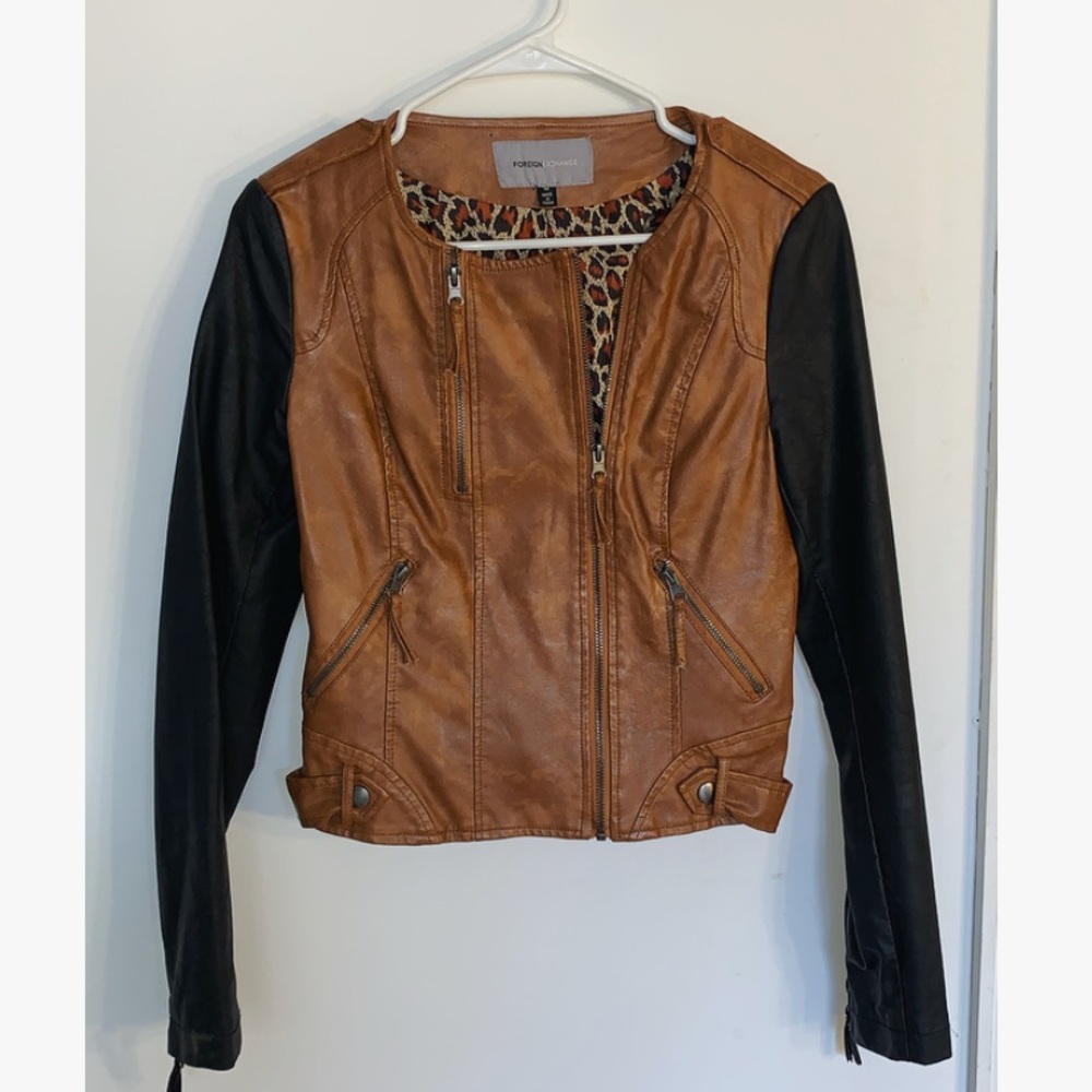 Black & Brown Leather Jacket | Foreign Exchange